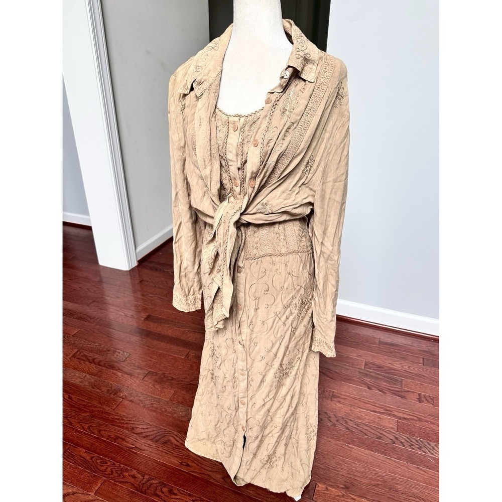 Vintage Embroidered Unique Pattern 2 Piece Sun Dress & Long Sleeve Matching Set - Picture 5 of 12